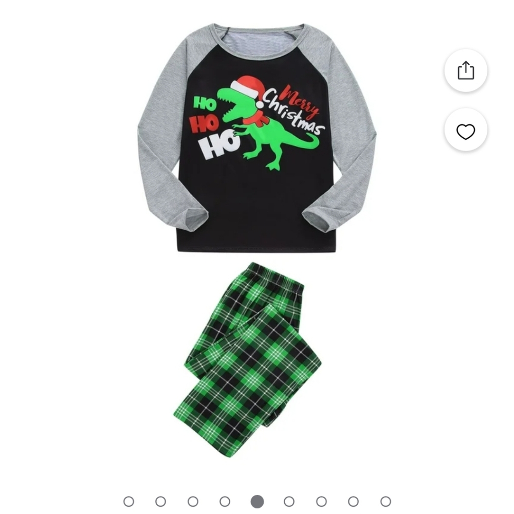 Kids Christmas Dinosaur Pajamas - Black and Green